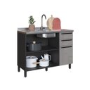 Ver imagem 3 de Balcão de Cozinha 1,20cm 2 Portas 3 Gavetas Diamante Cinza/Chumbo/Titânio