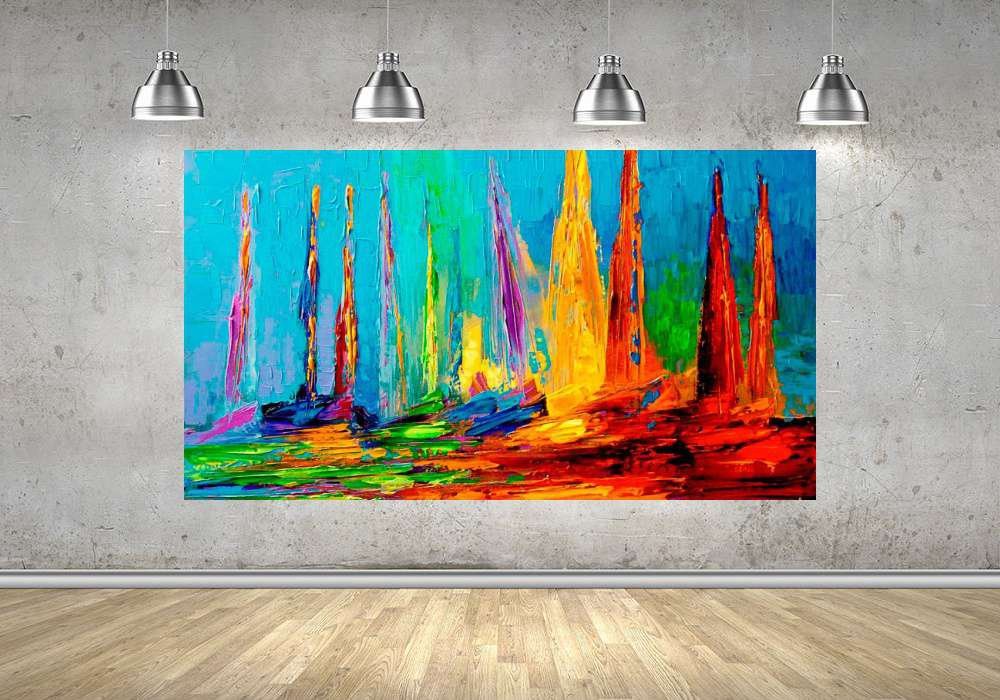 Quadro Pintura Tela Moderna Marinas 2428: 70cm (A) x 130cm (L) - 4