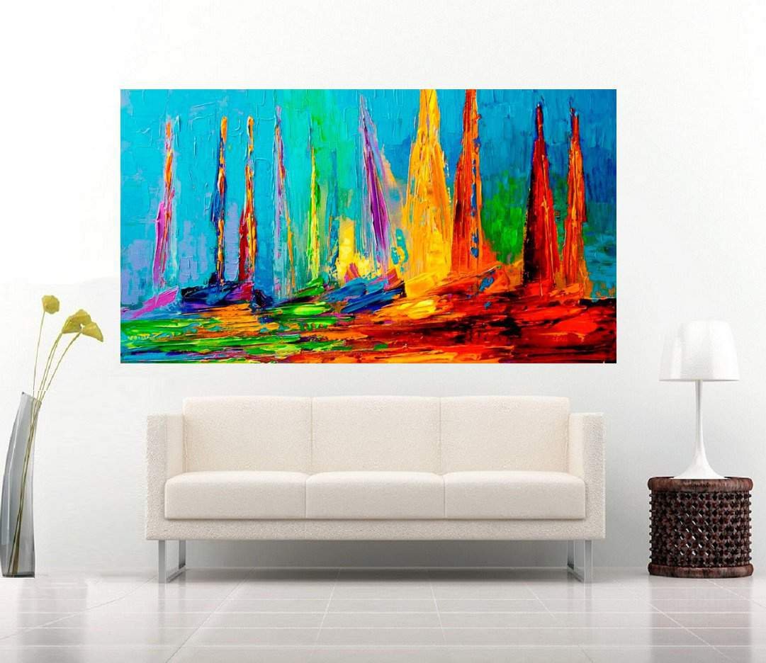 Quadro Pintura Tela Moderna Marinas 2428: 70cm (A) x 130cm (L) - 3