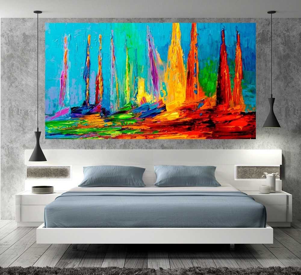 Quadro Pintura Tela Moderna Marinas 2428: 70cm (A) x 130cm (L) - 5