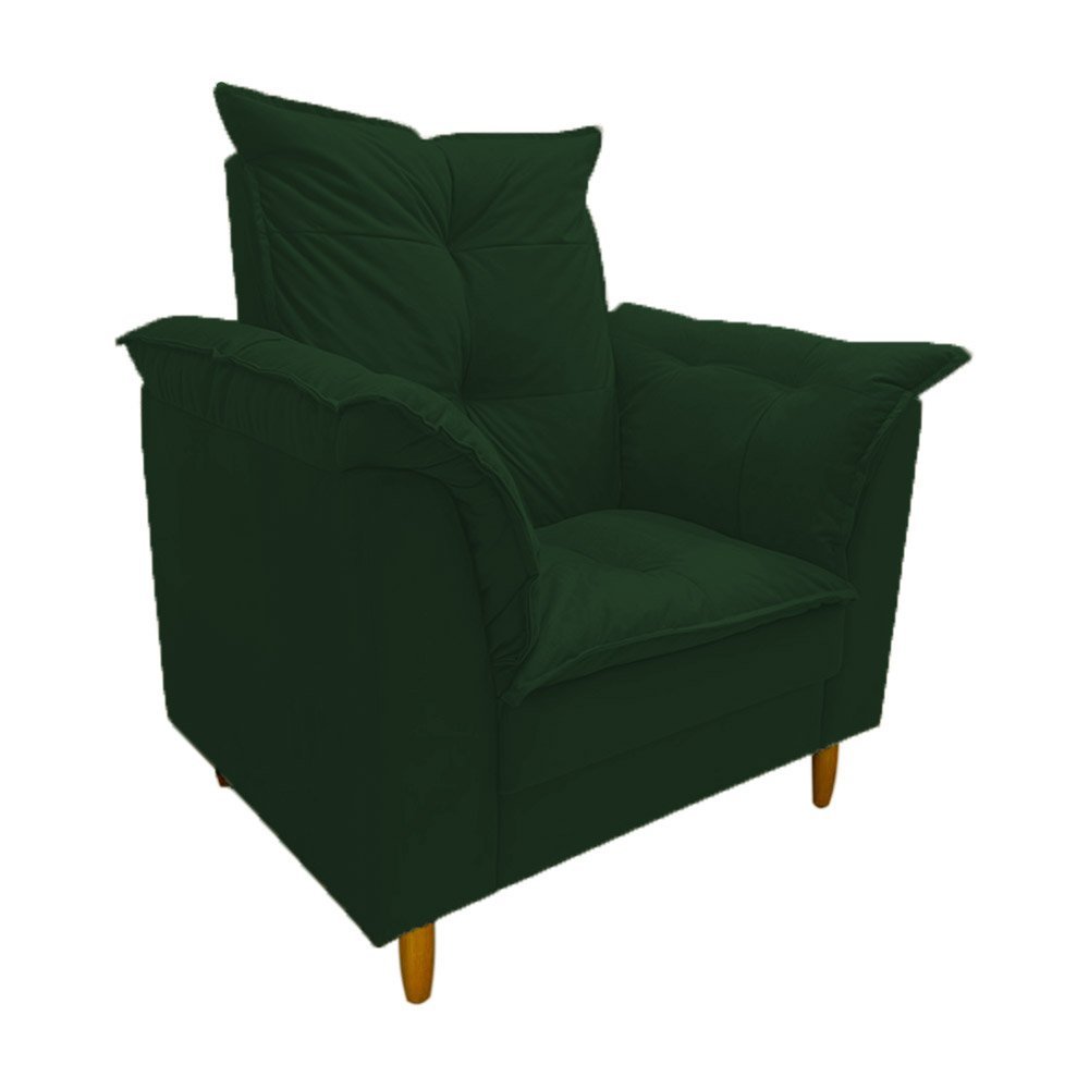 Poltrona Amamentação verde escuro suede Com Puff Cadeira Para Leitura Descanso - 2