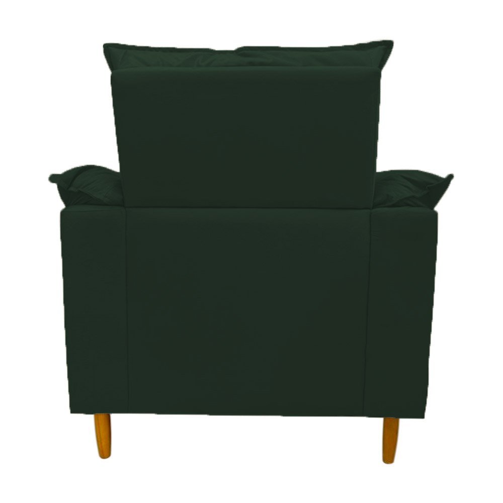 Poltrona Amamentação verde escuro suede Com Puff Cadeira Para Leitura Descanso - 5