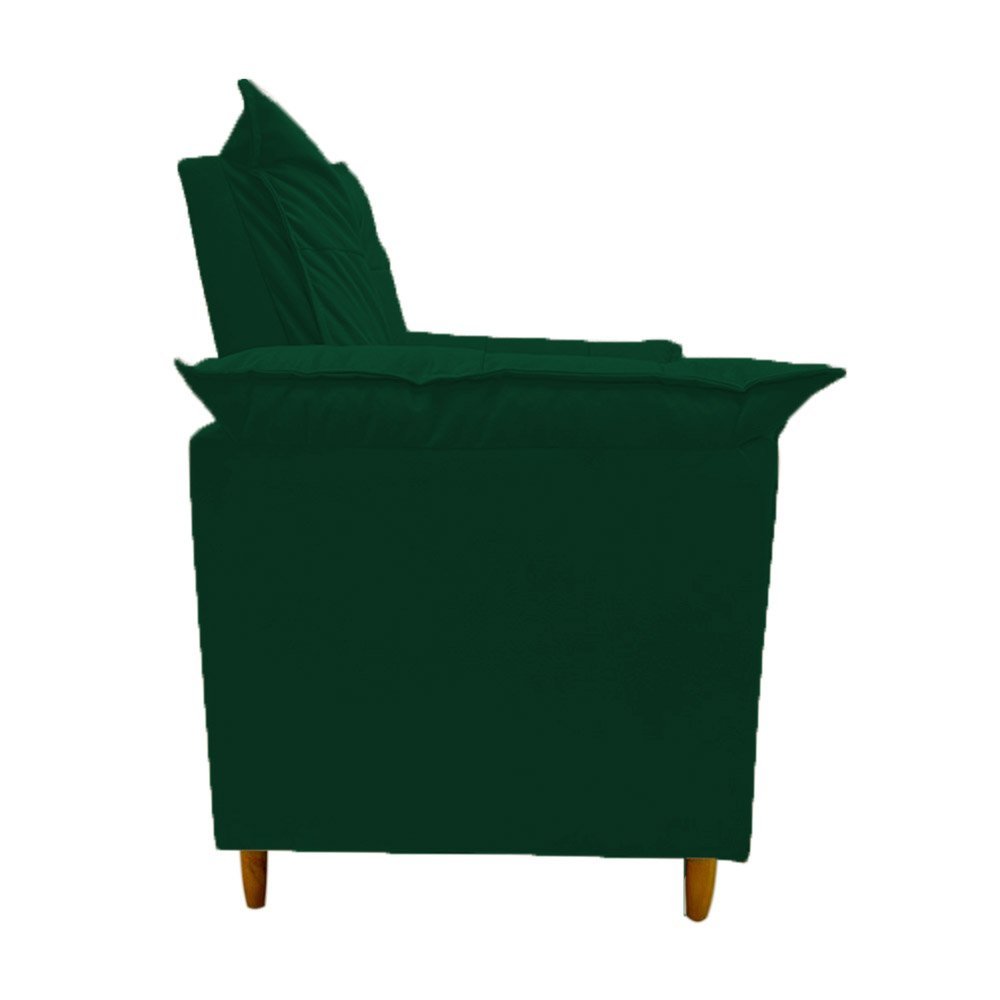 Poltrona Amamentação verde escuro suede Com Puff Cadeira Para Leitura Descanso - 4