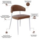 Ver imagem 4 de Kit 04 Cadeiras Estofada para Sala de Jantar Serena Branco C01 Courino Whisky - Lyam Decor