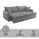 Ver mais imagens de Sofá Cama Linho em Madeira Eucalipto 200cm Braço 20cm Arizona Meu Sofá Online