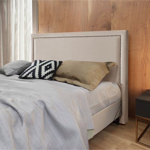 Cabeceira Cama Box Casal 1,40m Estofada Aruba Veludo Bege