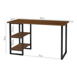 Escrivaninha Aço Com 2 Prateleiras 1,20 Home Office Estudo - Preto/Imbuia - 3