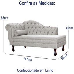 Recamier Divan Sofá Moderno Larissa Lado Direito Linho Bege - 2
