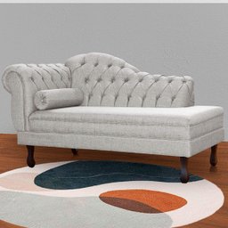 Recamier Divan Sofá Moderno Larissa Lado Direito Linho Bege - 1