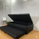 Ver imagem 2 de Cama Box Baú Solteiro Bicama + Colchão D20 12 cm Corino Preto sem Cabeceira