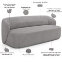 Ver imagem 4 de Sofá 3 Lugares 205cm com Poltrona Giratória Orgânica Heidy F04 Veludo Cinza - Lyam Decor