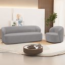 Ver imagem 2 de Sofá 3 Lugares 205cm com Poltrona Giratória Orgânica Heidy F04 Veludo Cinza - Lyam Decor