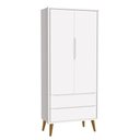 Ver imagem 1 de Guarda Roupa Infantil 2 Portas Theo Retrô Branco Fosco com Pés Amadeirado Reller Móveis Branco