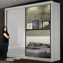 Ver imagem 1 de Guarda Roupa Casal São Paulo 2 Portas 1 com Espelho 3 Gavetas 100% MDF Branco