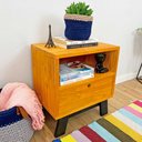 Ver imagem 2 de Mesa Lateral Woods Dual Prateleira e Gaveta Carvalho e Preto