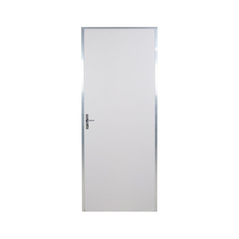 Kit Porta de Madeira Lisa 212x75cm com Batente de Aluminio 3,6cm Ecomadeiral Mgm Abertura Esquerda