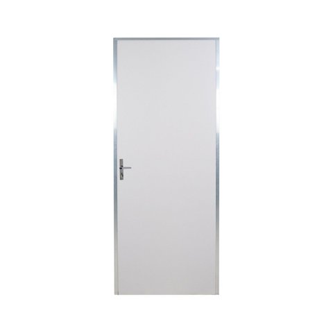Kit Porta de Madeira Lisa 212x75cm com Batente de Aluminio 3,6cm Ecomadeiral MGM Abertura Esquerda Branco