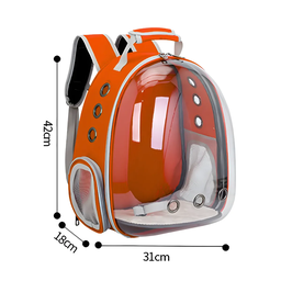 Mochila Pet para Transporte de Cães e Gatos Visão Panorâmica (laranja) - 4