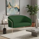 Ver imagem 1 de Sofá 2 Lugares Namoradeira Stella Industrial Alta Champanhe Suede Verde D03 - D’Rossi