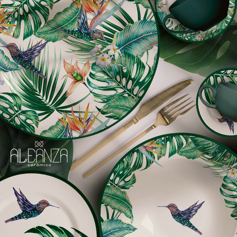 Jogo de Pratos Raso Beija Flor Alleanza com 6 Unidades 1ºlinha