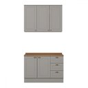 Ver imagem 2 de Cozinha Compacta Americana 5 Portas 3 Gavetas 100% Mdf Cinza/nature - Henn