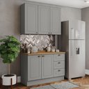 Ver imagem 1 de Cozinha Compacta Americana 5 Portas 3 Gavetas 100% Mdf Cinza/nature - Henn