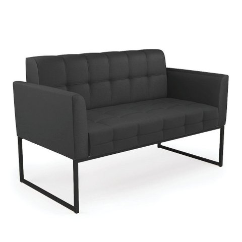 Sofá Namoradeira Elisa Corino Base Metálica Industrial Preto - D'Rossi Preto