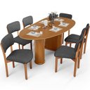 Ver imagem 6 de Mesa para Sala de Jantar Ourense com 06 Cadeiras Sala de Jantar Dara L02 Linho Cinza Escuro - Lyam