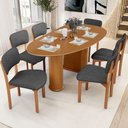 Ver imagem 1 de Mesa para Sala de Jantar Ourense com 06 Cadeiras Sala de Jantar Dara L02 Linho Cinza Escuro - Lyam