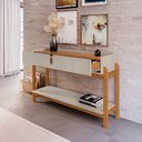 Ver imagem 3 de Aparador 2 Gavetas Lizz Off White/cedro - Casa D Móveis