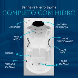 Banheira Retangular Hierro Sigma Completa com Hidro - 4