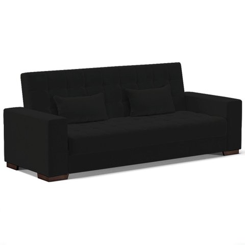Sofá Cama Decorativo 210cm Beesley Linho Preto - Gran Belo