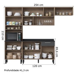 Armário de Cozinha Completa Itatiaia Vegas 10 Portas 1 Gaveta Freijó/Off White - 9