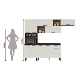 Armário de Cozinha Completa Itatiaia Vegas 10 Portas 1 Gaveta Freijó/Off White - 14