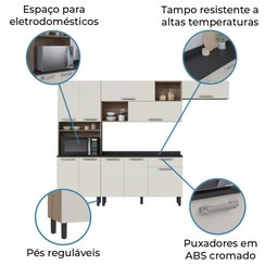 Armário de Cozinha Completa Itatiaia Vegas 10 Portas 1 Gaveta Freijó/Off White - 11