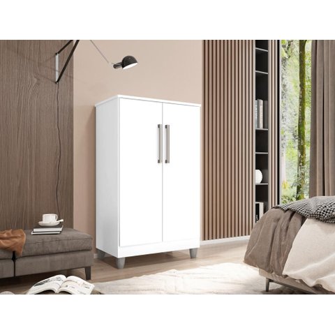 Armário Multiuso 2 Portas 2 Prateleiras Branco Mali Casa Moderna