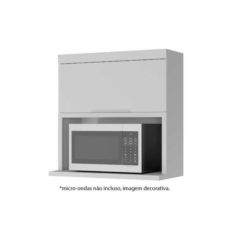 Armário Aéreo Cozinha Modulado Marquesa c/ 1 Porta c/ nicho para Microondas 80cm Branca - Nesher