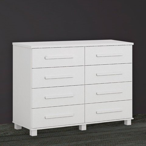 Cômoda para Quarto MDF/MDP 8 Gavetas San Marino Branco