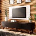 Ver imagem 1 de Rack Madesa Reims e Painel para TV até 55 Polegadas 2 Portas e 1 Gaveta Preto/Branco Cor:Preto/Branc