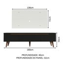 Ver imagem 3 de Rack Madesa Reims e Painel para TV até 55 Polegadas 2 Portas e 1 Gaveta Preto/Branco Cor:Preto/Branc