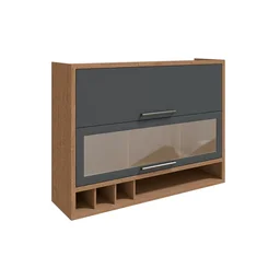 Armário Aéreo de Cozinha 120cm 2 Portas Basculantes Vidro Reflecta 100% MDF Vicenza Espresso Móveis - 3