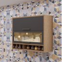 Ver imagem 1 de Armário Aéreo de Cozinha 120cm 2 Portas Basculantes Vidro Reflecta 100% MDF Vicenza Espresso Móveis