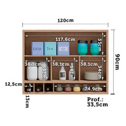 Armário Aéreo de Cozinha 120cm 2 Portas Basculantes Vidro Reflecta 100% MDF Vicenza Espresso Móveis - 5