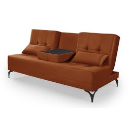 Sofá Cama Solteiro Colorado Reclinável 3 Posições em Suede: Terracota - 1