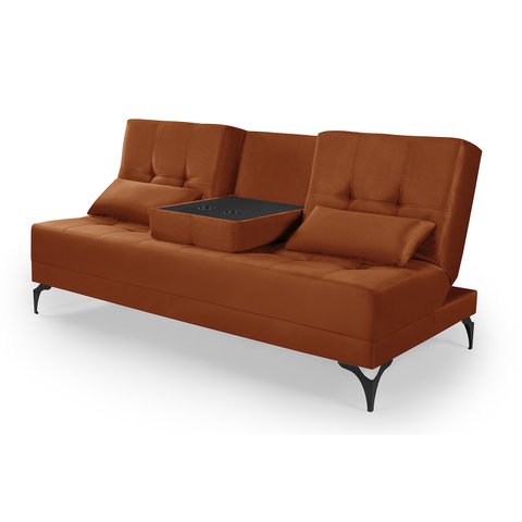 Sofá Cama Solteiro Colorado Reclinável 3 Posições em Suede: Terracota