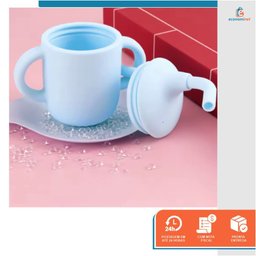 Copo Treinamento Transição Alça e Canudo Bebê em Silicone Azul - 5