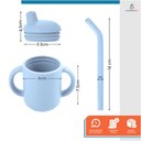 Ver imagem 2 de Copo Treinamento Transição Alça e Canudo Bebê em Silicone Azul