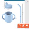 Copo Treinamento Transição Alça e Canudo Bebê em Silicone Azul - 2