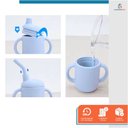 Ver imagem 4 de Copo Treinamento Transição Alça e Canudo Bebê em Silicone Azul