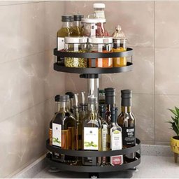 Prateleira Organizadora Rotativa 360° 2 Camadas Multiuso para Cozinha - 2 Prateleira Organizadora Rotativa 360° 2 Camadas Multiuso para Cozinha - 2